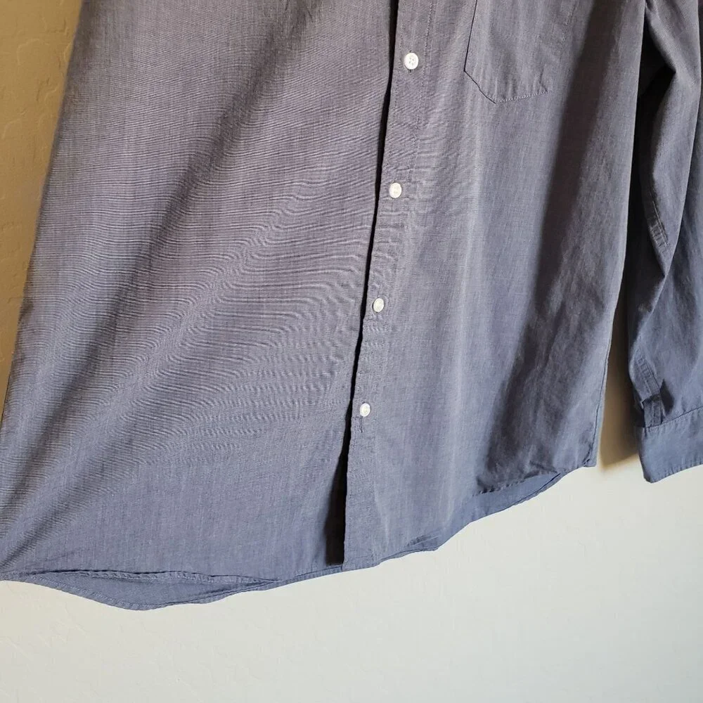 J.Crew Flex Washed Chambray Button Up Shirt Slim Fit Blue Men's XL Long Sleeves